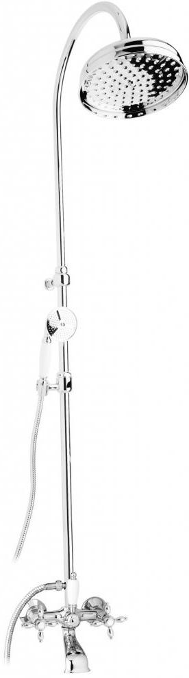 Смеситель для ванны, со стационарным верхним душем d20см., шланг, лейка, кронштейн в компл., (цв. хром), Nostalgia ZZ