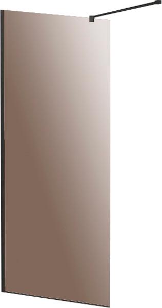 Душевая перегородка 1000хh1950мм, правая/левая, (стекло цв.бронза 8мм, поперечный кронштейн 700-1050мм, фурнит. цв.черный), Liberta ZZ