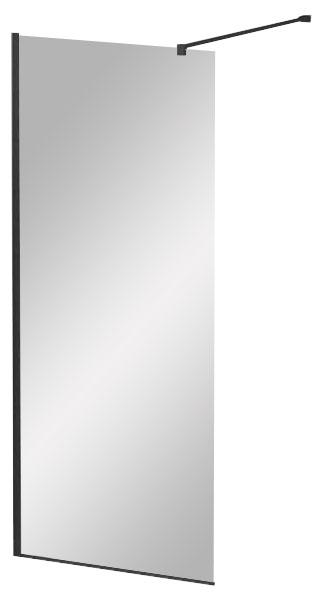 Душевая перегородка 1200хh1950мм, правая/левая, (стекло прозрачное 8мм, поперечный укорачиваемый кронштейн 1200мм, фурнит. цв.черный мат.), Liberta ZZ