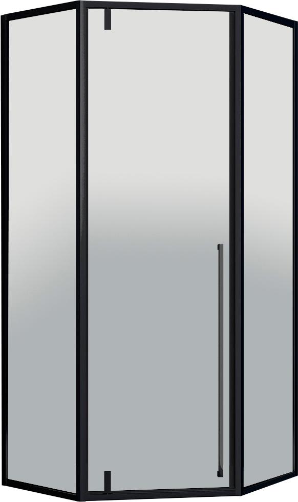 Душевой уголок 1000х1000хh1950мм, 5-ти угольный, распашн.дверь правая/левая, с 2 неподв.сегмент.(ст.прозр.6мм Easy Clean, фурнит.цв.черн.мат),Penta ZZ