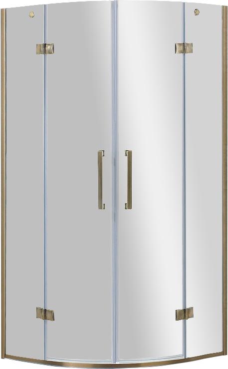 Душ. уголок 1000х1000хh1950мм, 1/4 круга, R550мм, 2 расп.двери, вход 730мм, с 2-мя неподв.сегм., (стекло прозр., 8мм, фурн/бронза), Magiс ZZ