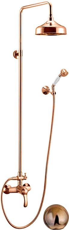 Смеситель для душа, со стационарным верхним душем d20см., ручной душ, шланг в компл., (цв. бронза), Lira ZZ