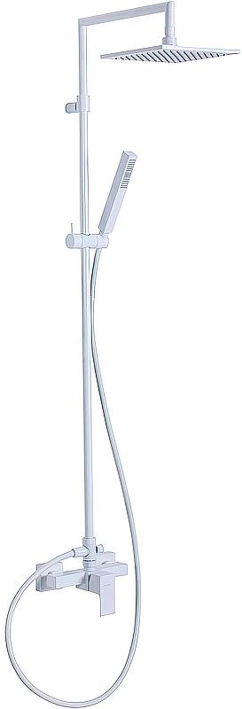 Смеситель для душа, со стационарным верхн.душем 20х20см., душевая лейка, шланг в компл., (цв.белый матовый), Porta ZZ