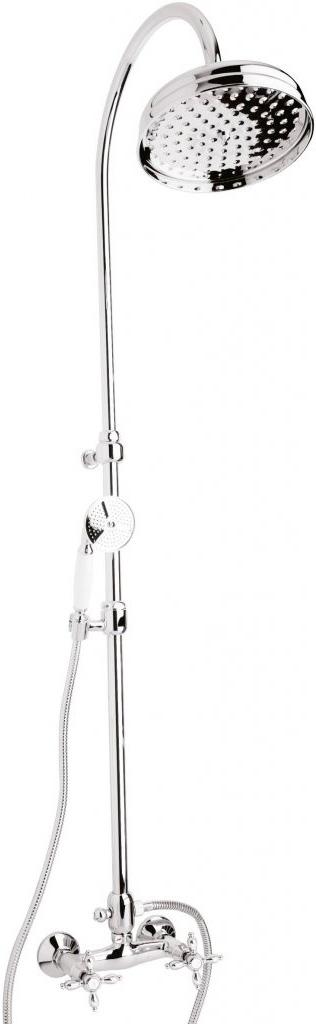 Смеситель для душа, со стационарным верхним душем d20см., шланг, лейка, кронштейн в компл., (цв. хром), Nostalgia ZZ