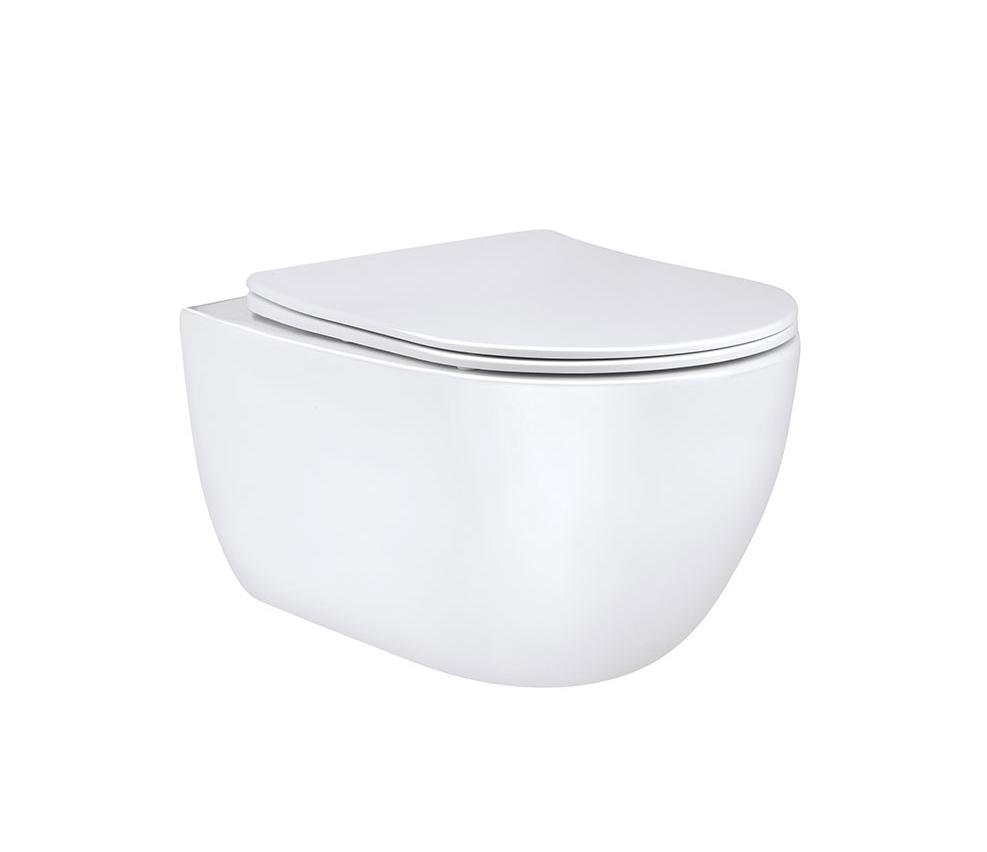 Унитаз подвесной, безободковый, 555x365x355мм, сиденье с микролифтом, (цв.белый), Evo ZZ