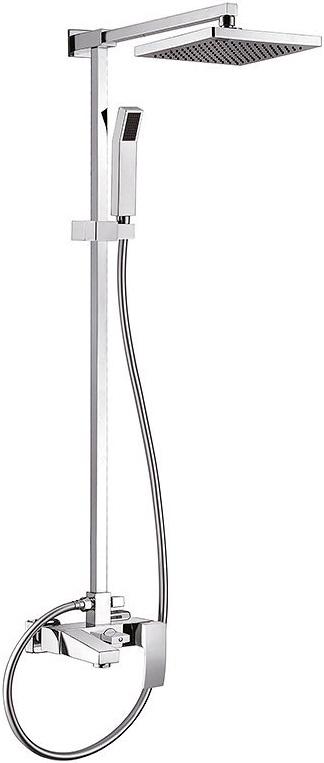 Смеситель для ванны, со стационарным верхн.душем 20см, душевая лейка, шланг в компл., (цв. хром), Quattro ZZ