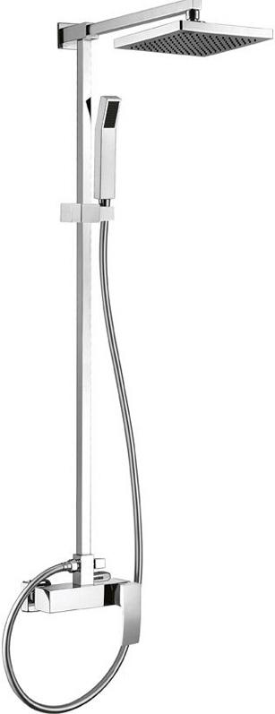 Смеситель для душа, со стационарным верхн.душем 20см, душевая лейка, шланг в компл., (цв. хром), Quattro ZZ