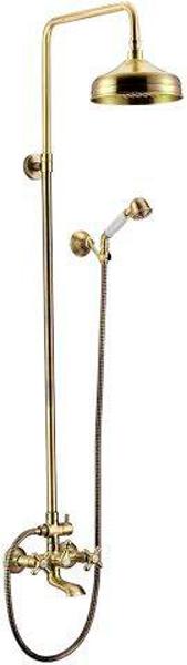 Смеситель для ванны с классическим изливом, со стационарным верхним душем d20см., душевая лейка, шланг в компл., (цв. бронза), Retro ZZ