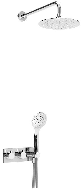 Смеситель для душа, встр.в стену со стац.стенов.,верхнем душем d23см., душ.лейка, шланг в компл., (цв.хром), Cezares ZZ