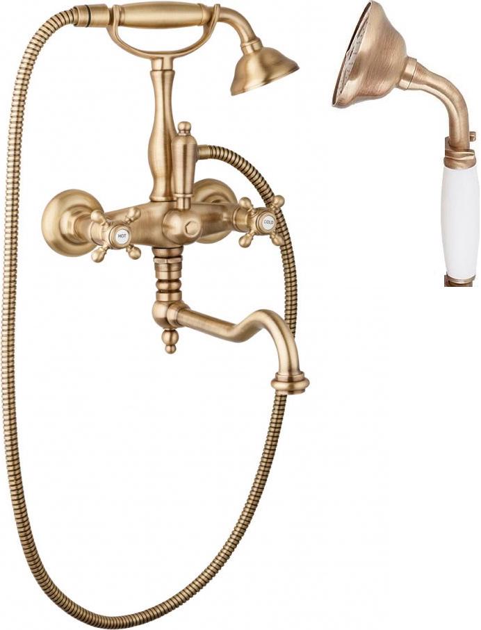 Смеситель для ванны, лейка, шланг в компл., (цв. бронза), Golf ZZ