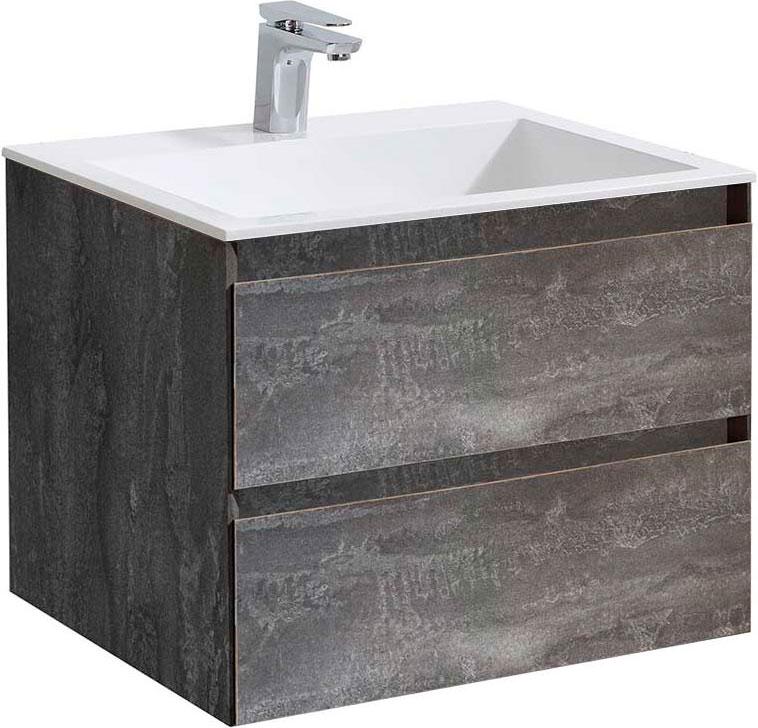 База под раковину подвесная, 2 выкатных ящика, 592x476xh470мм, без раковины, (цв.G.Stone), Luka ZZ