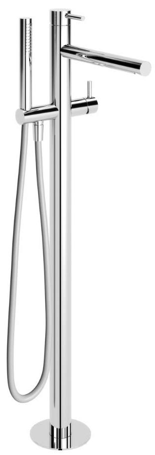 Смеситель для ванны, напольный, душевая лейка, шланг в компл., (цв.хром), Leaf ZZ