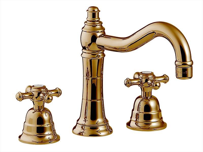 Смеситель для раковины, на 3 отв., Г-образн. излив, с д/к, (цв.бронза), Old italy ZZ