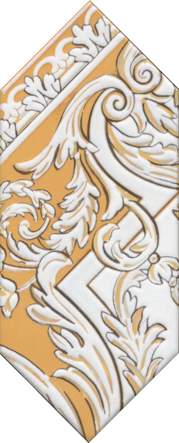 Декор Алмаш 4 жёлтый глянцевый |14х34