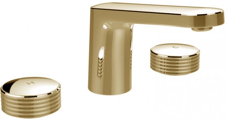 Смеситель для раковины на 3 отв., с д/к, БЕЗ накладок ручек, (цв. золото), Texture Collection ручки X ZZ