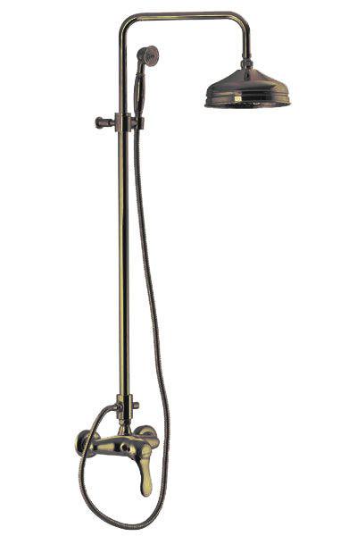 Смеситель для душа, со стационарн. верхним душем d200мм, (лейка д/д, шланг, кронштейн в компл.),  (цв. бронза), Lamp ZZ