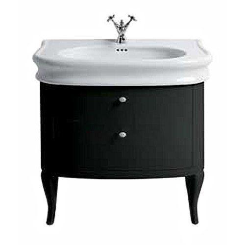 Тумба напольная 795х500хh750мм, под раковину 900мм, два выдвижных ящика, (цв. Черный глянец), Lante ZZ