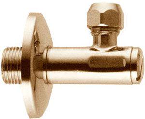 Кран-перекрыватель угловой, для подвода воды к смесителю (цанга, прокладки, декор.чашка в компл.) 1/2х3/8, (цв.бронза), 3M KL