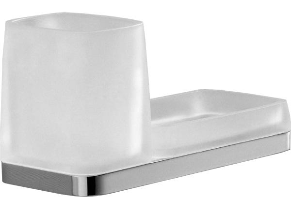 Мыльница и стакан настенн. на одном держ., стекл. (стекло мат., держатель цв.хром) Time ZZ