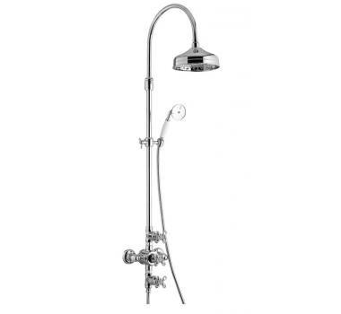 Смеситель для душа с термостатом, стационарным верхним душем, лейка ручного душа, шланг в компл., (цв. хром), Palma ZZ