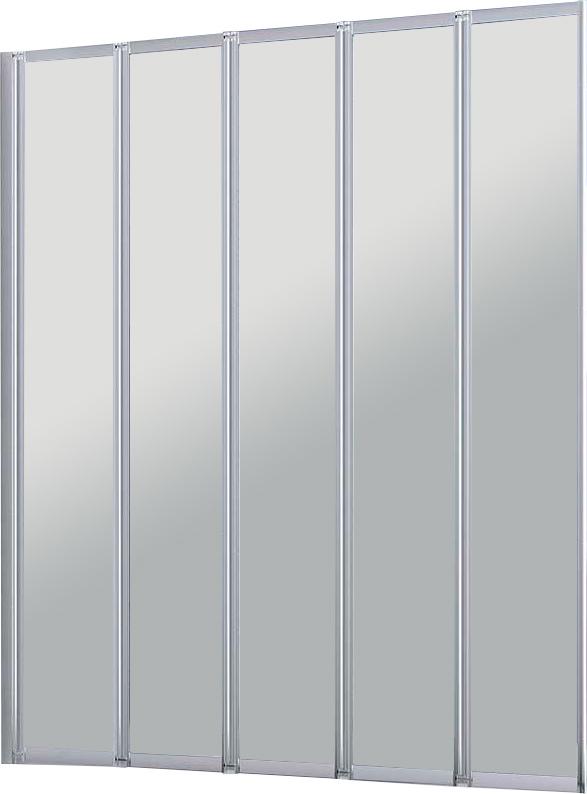 Штора на ванну складная 5 секций, 1200хh1400мм, крепление слева/справа, (стекло прозр. 4мм, фурнит. цв.хром), Vincea ZZ