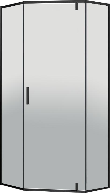 Душевой уголок 900х900хh2000мм, 5-ти угольн, распаш.дверь правая/левая, с 2 неподвижн. сегмент, (стекло прозр.6мм, фурнит. цв.черный мат.), Slim-U ZZ