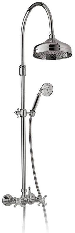 Смеситель для душа, со стационарным верхним душем, лейка ручного душа, шланг в компл., (цв. хром), Old italy ZZ