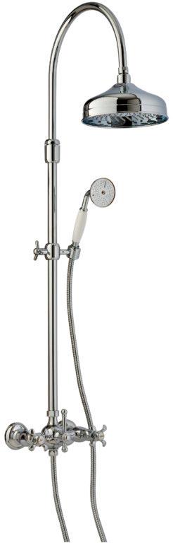 Смеситель для душа со стационарным верхним душем d200мм и ручным душем, (цв.хром), Nuova Retro ZZ