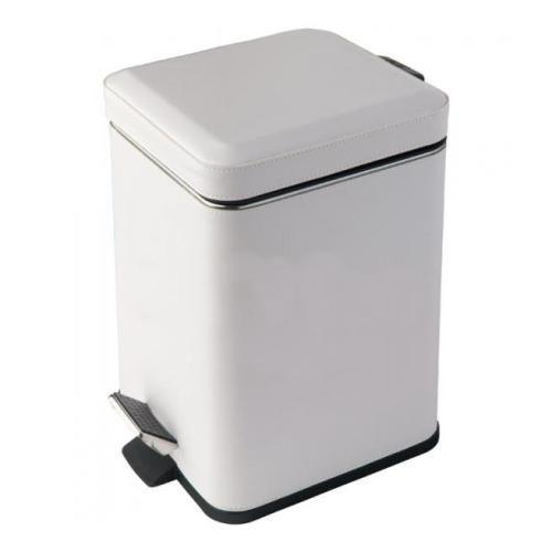 Ведро для мусора 3л, (экокожа, цв.белый/сталь), Colombo ZZ
