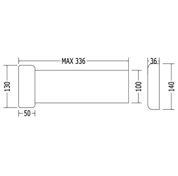 Отвод 336мм, керамический для унитаза, для выпуска в стену, Devon&Devon ZZ