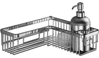 Полочка-решетка настенная угловая, металл. для ванны/душа 28х28хh8см, (цв. хром), Complimenti ZZ
