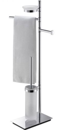 Гарнитур напольный h80,5см, ерш, держатель т/б, полотенцедержатель, мыльница,  (цв.хром), Square ZZ