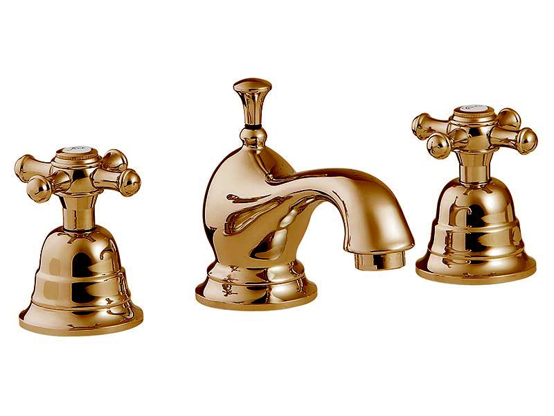 Смеситель для раковины на 3 отв. низкий излив, с д/к, (цв.бронза), Old italy ZZ