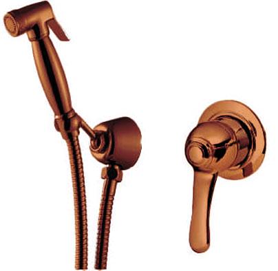 Комплект гигиенический, встраиваемый смеситель, гигиен.лейка, шланг, кронштейн, (цв. бронза), Piccadilly ZZ