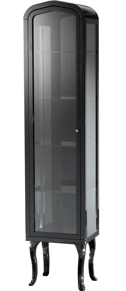 Шкаф-пенал напольный 400х300хh1800мм, стеклянная дверца петли слева, 4 полочки, (цв. Черный глянец), Dancer 2 ZZ