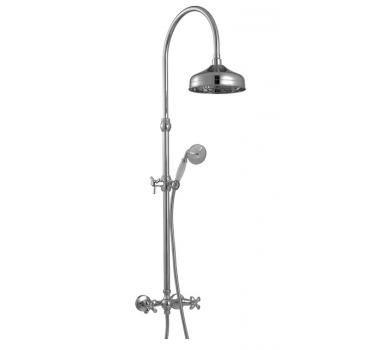 Смеситель для душа, со стационарным верхним душем, лейка ручного душа, шланг в компл., (цв. хром), Palma ZZ