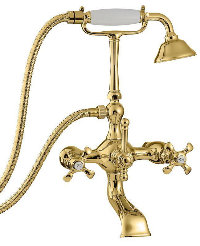 Смеситель для ванны с душевым гарнитуром, (цв.золото), Nuova retro ZZ