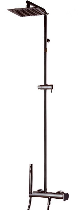 Смеситель для душа, со стационарным верхним душем 25х25см, ручной душ, шланг в компл., (цв. хром), чёрный/хром), Ran ZZ