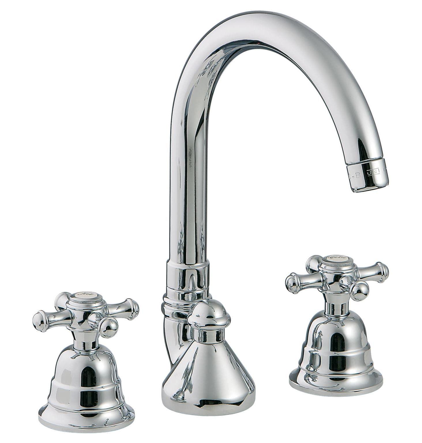 Смеситель для раковины высокий, закругл. излив, на 3 отв., с д/к, с ручками SO - Sogno, (цв. золото), Old italy ZZ