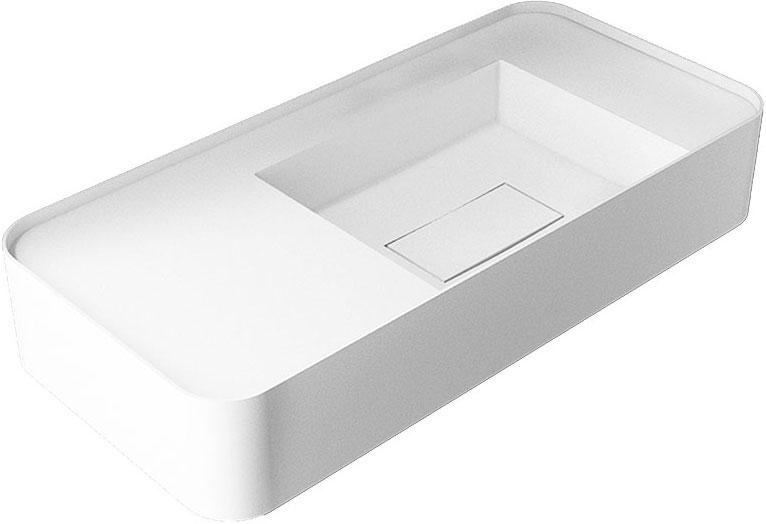 Раковина подвесная 1200х400х150мм, без отверстия для смесит., без перелива, накладка слива в компл.,(иск.камень Solid Surface цв.белый мат), Vincea ZZ