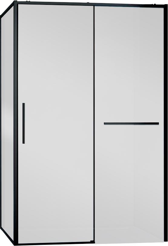 Душевой уголок 1300х800хh2000мм, прямоуг., правый/левый, (стекло прозрачное 6мм Easy Clean, фурн.цв.черный матовый), Slim Soft ZZ