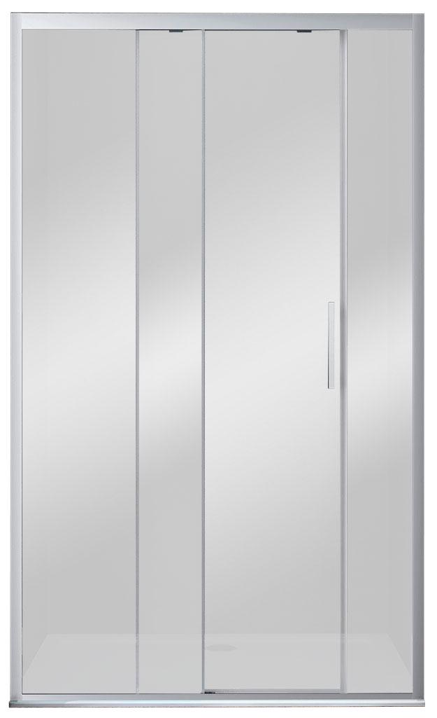 Дверь для душа, в нишу 1600хh1950мм, раздвижн, 1 дверь, 1 неподв.секция, правая/левая, (стекло прозрач 6мм Easy Clean, фурн.цв.хром), Soft ZZ