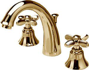 Смеситель для раковины на 3 отв., с д/к, (корпус цв. золото, вентили ручек цв. золото), Primavera ZZ