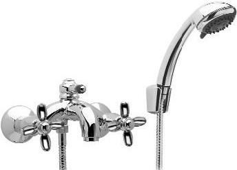 Смеситель для ванны, шланг, лейка, кронштейн д/лейки в компл., (корпус цв. хром, ручки цв. хром), Primavera ZZ