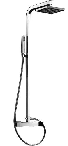 Душ. комплект, смеситель, верхн. стац. душ 200x200мм, стойка, лейка, шланг в компл. (цв. brush nikel) Q ZZ