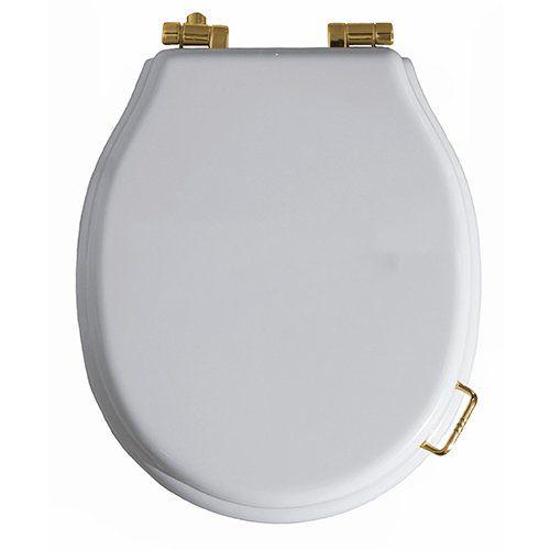 Сиденье для унитаза, с микролифтом, (полиэстер цв. белый, петли цв. бронза), Lante
