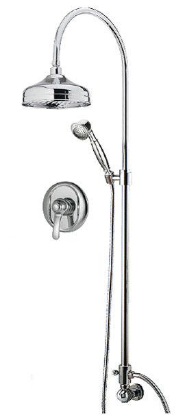 Смеситель для душа, встраиваемый стену со стационарным верхним душем d20см, ручной душ, шланг, кронштейн в компл., (цв. хром), Miss ZZ