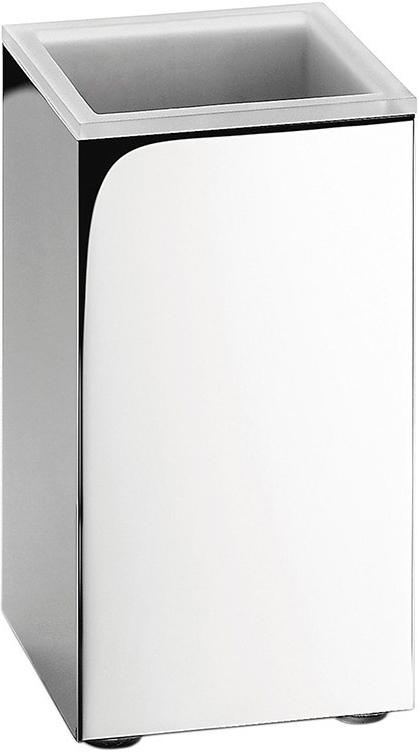 Стакан настольный, (корпус мелалл хром, вставка стекло матовое), Look