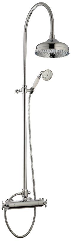 Смеситель термостат для душа со стационарным верхним душем d200мм и ручным душем, (цв.хром), Nuova Retro ZZ