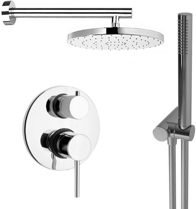 Душевой к-т: смеситель  встр. в стену, верхний душ 250мм, ручн.душ, шланг, кронштейн совмещ. со шланг.подсоед., (цв.хром), Cox ZZ